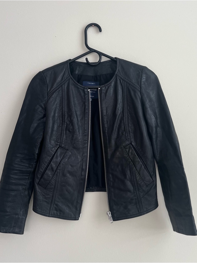 Madewell 100% Leather Moto Jacket Black Size Xxs